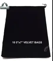 10 - 5" X 7" LARGE BLACK VELVET DRAW STRING POUCH BAGS FOR COINS & COIN BOXES