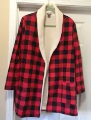Eddie Bauer Faux Sherpa Lined Flannel Jacket Womans Buffalo Plaid NWT - Medium