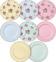 BTaT- Porcelain Floral Plates, Royal Dessert Plates, 8 inch, Set of 8, Appetizer Plates, Floral Plates, Salad Plates, Small Plates, Small Plates Set, Small Dishes, Dinnerware