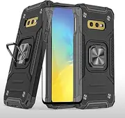Asuwish Phone Case for Samsung Galaxy S10e with Tempered Glass Screen Protector Cover and Ring Holder Stand Hybrid Protective Cell Accessories Glaxay S 10e Gaxaly 10se Galaxies Se10 Women Men Black