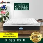 Giselle Mattress Queen Double Single Bed Mattresses Euro Top Medium Foam 21cm AU