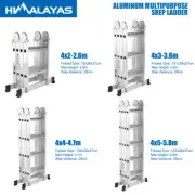 4.7m/5.8m Aluminium Folding Ladder Step Extension Multi Purpose Platform