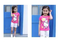 在飛比找Yahoo!奇摩拍賣優惠-hellokitty 2016夏裝新款童裝中大兒童休閑上衣短