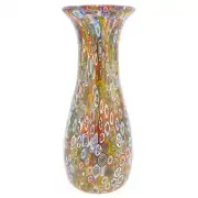 GlassOfVenice Murano Glass Golden Quilt Millefiori Decanter