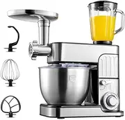 Stand Mixer,5L/7L Multifunction Electric Kitchen Mixer,1000W Food Processors Grinder with 6 Speed Tilt-Head, Meat Grinder, Dough Hook, Whisk, Pasta Attachment(7L)