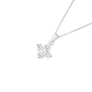 Silver Four Cz Cluster Pendant in White