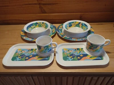 Melamine MALA Ken Done Inspired 4 Piece: Bowl, Plate & Cup & Saucer, BPA Free