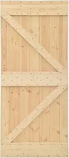 vidaXL Durable Solid Pine Wood Sliding Door with Hardware Set - Easy-to-Install, Customizable 90x210 cm Door for Enhanced Home Security and Aesthetic Appeal