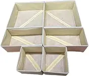 6-Piece Foldable Drawer Organizer Set for Socks, Bras, and Underwear - Non-Woven Fabric Storage Bins for Closet, Drawer, and Dresser Organization - Space-Saving Design