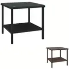 Side Table Coffee Table End Table Black Poly Rattan and Tempered Glass vidaXL