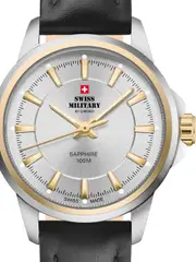 Swiss Military By Chrono SM34105.11 Silver Dial Black Leather Womens Watch