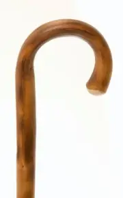 Scorched and Polished Chestnut Crook with Ferrule Walking Stick Cane