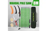 Manual Pole Saw Tree Pruner Extendable High Branch Pruning Trimming Trimmer Cutter 8 Fibreglass Rods Sharp Steel Blades Scissors Shearing Garden Tool