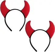 [Generic] 2 Pack Halloween Devil Headband Devil Horns Headbands Hair Band Red Devils Ears Headpiece Women Devil Hairband Hair Hoop