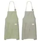 2Pack Kitchen Cooking Aprons Adjustable Chef Apron 2 Pockets Green/Grey Stripes