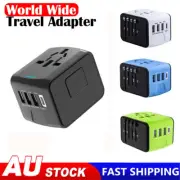 World Wide Travel Adapter Multi Plug Universal UK EU AU US 3 USB Port Charger