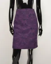 Roberto Cavalli Class Vintage Monogram Purple Pencil Skirt Size US 8