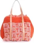 TORY BURCH Towel T Tote Terry Cloth Beach Bag Leather Handle Orange NWT New #2