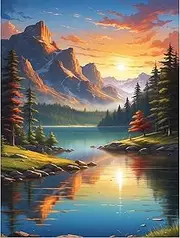 Yunruily Landscape Paint by Numbers Kits for Adults Landscape Paint by Numbers Adults, Landscape Paint by Numbers on Canvas for Gifts Home Wall Decoration (40 cm x 50 cm)