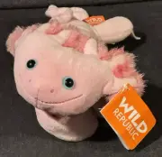 NEW Wild Republic Huggers - Pink Axolotl - Slap Bracelet Plush Toy NWT