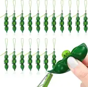 Cute Squishy Peas In A Pod Keyring Keychain Mochi Bean Fidget Edamame Toy