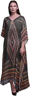 [Phagun] Aztec Geometric Ladies Plus Size Kaftan Summer Wear Beach Coverup Kimono Caftan