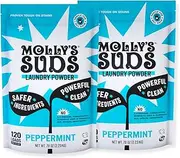 Molly's Suds All Natural Laundry Powder 120 loads, Bundle of 2. Free of Harsh Chemicals, Gentle on Sensitive Skin & Eczema. Contains Pure Peppermint Essential Oil