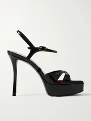[SAINT LAURENT] SAINT LAURENT - Debbie Patent-leather Platform Sandals - Black - EU 39 EU 39 Black