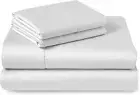 Pizuna 400 Thread Count White King Fitted-Sheet Cotton 1pc 100% Long Staple C...