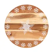 Bread and Butter 18 Inch Print Wooden Lazy Susan Tray - White Snowflake
