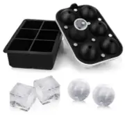 Ice Cube Trays Ice-Ball-Molds (Set of 2) - Silicone Sphere Ice Ball Maker wit...