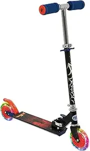 Spiderman Kids Scooter for Girls and Boys - Folding Inline 2 Wheel Scooter - Boys Scooter and Girls Scooter - Adjustable Purple Light Up Scooter - Two Wheel Scooter Wheels Light Up - 58x30x80cm