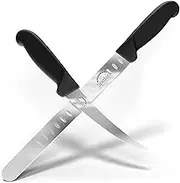 SpitJack Smoked BBQ 6 Inch Curved Beef Brisket Trimming and Boning Knife and 11" Meat Slicing Knife Bundle. Stainless Steel.