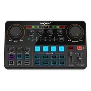 Live Sound Card, Mini Sound Mixer Board with Effects and Voice Changer, Noise Reduction Bluetooth Live Sound Card Audio Mixer for Live Streaming, Podcast