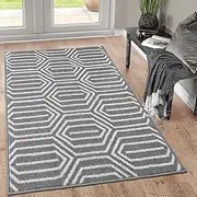 Indoor Doormat 36"x 59", Absorbent Front Back Door Mat Floor Mats, Rubber Backing Non Slip Door Mats Inside Entrance Door Runner Rug Mud Dirt Trapper, Machine Washable Low Profile-Grey Time Cloister