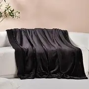 Dreamaker Serene Hudson Fleece & Sherpa Reverse Throw Blanket for Couch 180x200cm Ultra Soft Skin-Friendly Reversible Cuddle Buddy Folded-Edge Stitching Hypoallergenic Winter Thermal Throw - Charcoal