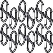 [Winsyison] 12pcs Zipper Anti Theft Clips, Zinc Alloy S Zipper Pull Locks, Mini Dual Spring Carabiner Snap Hook for Outdoor Camping Hiking Fishing Traveling Suitcase Luggage Backpacks- Black