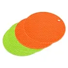 4pcs Silicone Table Trivet Mat Non-Slip Heat Resistant Pad-Green+Orange