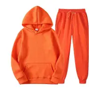 Casual Sweater 2 Piece Set Men's and Women Fashion Outdoor Sportswear Sport Sets, Pure Cardigan, Hooded Sweater,Casual Sports Pants Suit orange XL