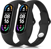 Vancle silcone Bands for Amazfit Band 5 Strap Women Men, 2 PACK Sport Replacement Strap Compatible with Amazfit Band 5 Wristband Accessories