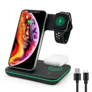 15W 3 in 1 Fast Wireless Charger Stand Charge Dock Station