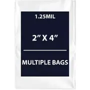 1.25Mil, 2" X 4" | LDPE Clear Flat Poly Bags, Flexible & Durable | Multiple Bags