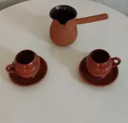 Extra Large Handmade PotteryTurkish Coffee Pot and Cup Set