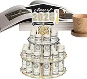 Graduation Money Holder 2025 - Class of 2025 Money Cake Kit | Wooden Double Layer Congrats Grad Party Supplies with 20 Holes for College Graduates Ceremony Decoration