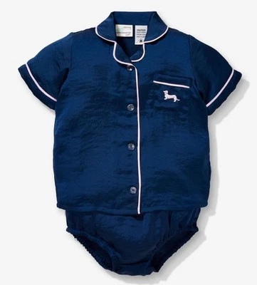 Peter Alexander | Baby Navy Satin PJ Set | 00 (3-6 Months)