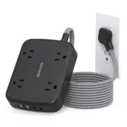 Surge Protector Power Strip with 2 USB C - 5 Ft Flat Extension Cord Flat Plug...