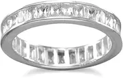 [JewelryWeb] 925 Sterling Silver 4mm Baguette CZ Simulated Diamond Eternity Band Ring-Eternity-Ring for Women and Men