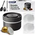 Reusable Pods Kit for Nespresso Vertuo, Refillable Coffee Pods with 100Pcs Alumi