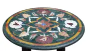 24'' Green round Marble Table Top Dining Corner Inlay Lapis Handmade Decor C3