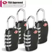 TSA Approved 4 Digit Luggage Combination travel Lock Alloy Body Padlock (4 Pack)